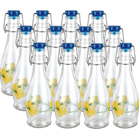 KIT 12 BOTTIGLIE PER LIMONCELLO 350 ML IN VETRO CON TAPPO A CHIUSURA ERMETICA (1/2)