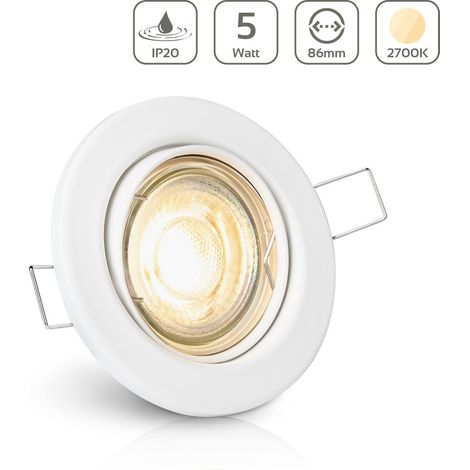 Einbauspot IP20 rund schwenkbar Sprengring - Farbe: Weiß - LED Leuchtmittel: GU10 5W warmweiß (1/5)