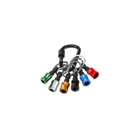 Portachiavi con 6 punte per cacciavite, porta punte da trapano portatile da 1/4 di pollice in lega di alluminio per supporto di prolunga per trapano con portachiavi - Crezuo