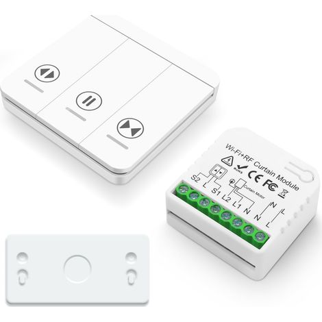 Interrupteur Module Volet Roulant Connecté, Commutateur Rideau Stores WiFi Avec Commutateur Distance RF 433Mhz Compatible Avec Alexa Google Home Pour Le Contrôle De La Minuterie Vocale (1/5)
