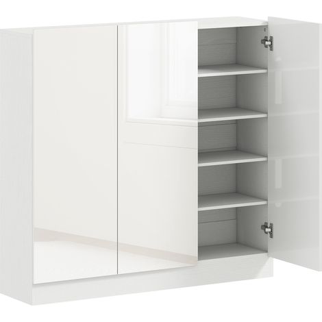 Scarpiera Slim da Ingresso per 25-30 Paia di Scarpe 106,4x34x108,5 con Ante a Chiusura Ammortizzata in MDF Bianco Lucido