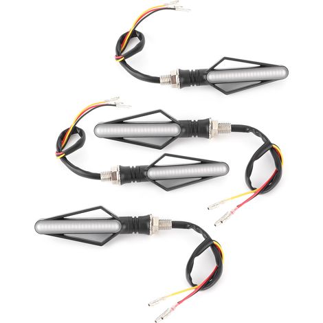 Clignotants Moto Dynamiques 12V 24LEDs Rouges Jaunes, Flèche Lumineuse pour Moto, Kit de 4 Feux de Signalisation, Étanches et Universels (1/5)