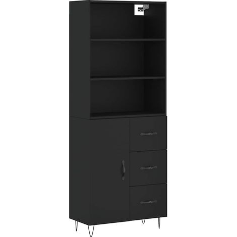 Maison Exclusive - Credenza Nera 69,5x34x180 cm in Legno Multistrato
