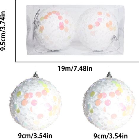 Boule De Décoration De Noël - Boule Accrochée Sans Cassure - 9 cm - Or Glitter - Pour Arbre De Noël Et Fête De Mariage - Lot De 2 (1/2)