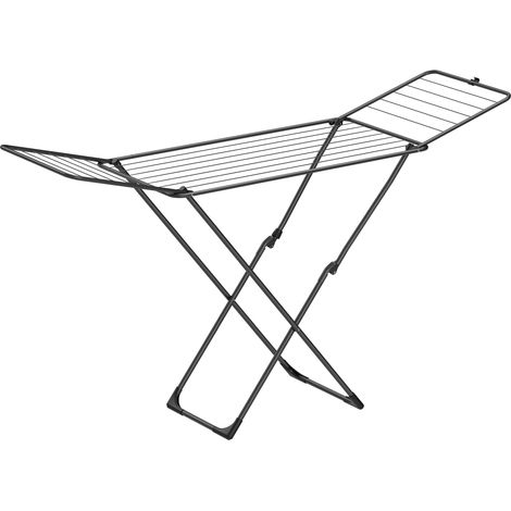 Étendoir à Linge, Séchoir Pliable, 50 x 182 x 102,5 cm, avec Barres, Support de Séchage sur Pieds, Utilisation Intérieure/Extérieure, Draps et Vêtements, Noir LLR540B01 (1/5)