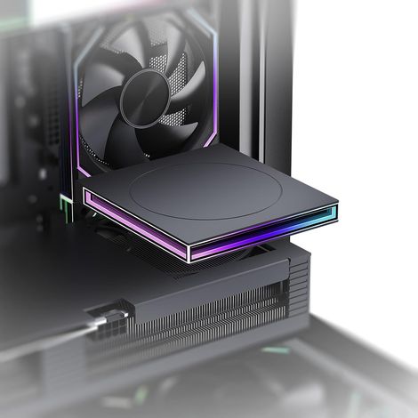 PC Case Figurine Stand Plateforme d'étagère RGB PC étagère pour figurines Accessoires d'ordinateur Décor pour jeu de bureau 120 mm (Black) (1/5)