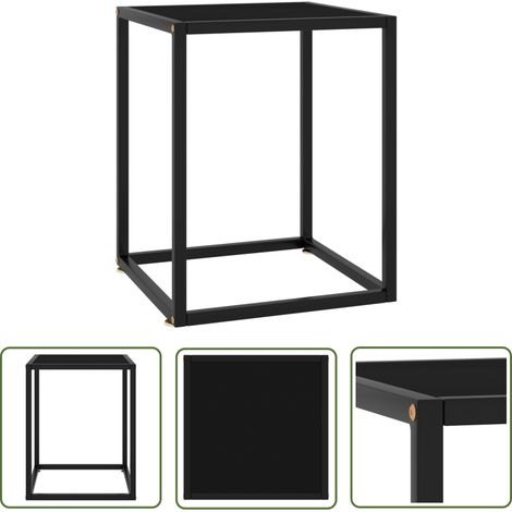 The Living Store Couchtisch Schwarz mit Schwarzem Glas 40x40x50 cm - Couchtisch - Schwarzer Couchtisch - Glastisch - Wohnzimmer Dekoration - Side Table (1/5)