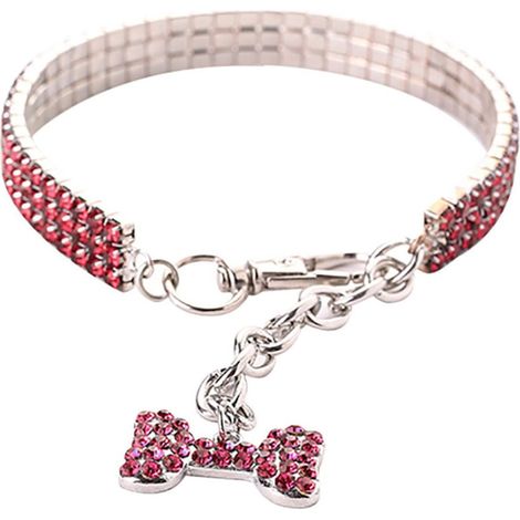 Collier Pour Chien Mini - Collier Bijou Avec Strass Pour Chat Et Petit Chien - Réglable Avec Extension 5 cm - Tailles S M L (1/5)