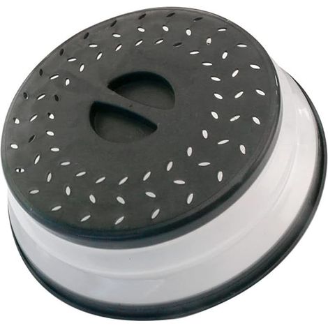 Thermoplastischer Gummi Mikrowelle Splatter Abdeckung, Mikrowelle Abdeckung für Lebensmittel Obst Drainer, BPA-freie Geschirrspüler Safe 10.5 Zoll (schwarz)