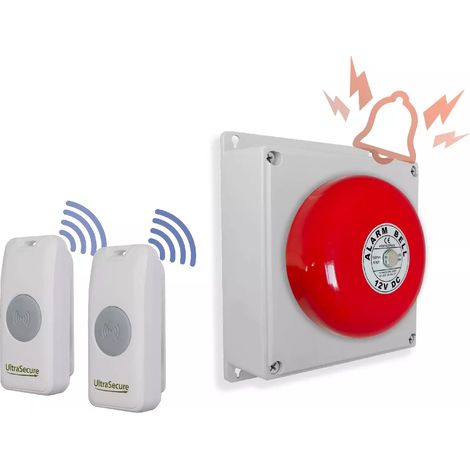 Kit panique SOS sans-fil avec cloche - Haute-résistance 800m / 2 bouton simples autonomes sur piles (Gamme PROTECT 800) (1/5)
