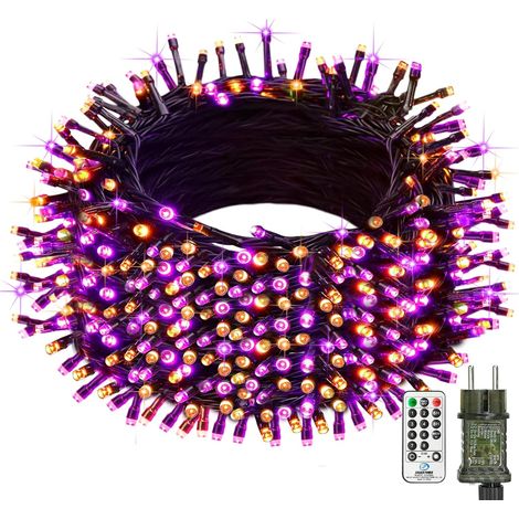 Halloween Guirlandes Lumineuses avec Télécommande, 20M 200 LED Orange + Pourpre Guirlande Lumière Exterieur Intérieur Noël Decoration 8 Modes Imperméable Guirlandes pour Chambre Fête Jardin (1/5)