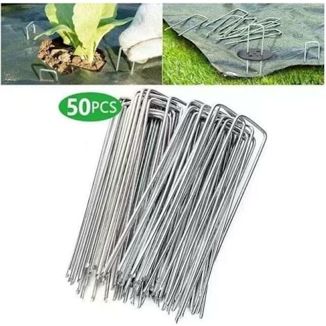 Filiyano-Lot de 50 piquets de jardin trapézoïdaux en acier galvanisé pour toile de paillage, 200 x 40 mm (1/5)