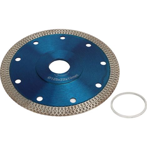 Disque diamanté double usage humide/sec pour céramique, béton, marbre - Lame de coupe Blue Diamond, 125x22x10mm