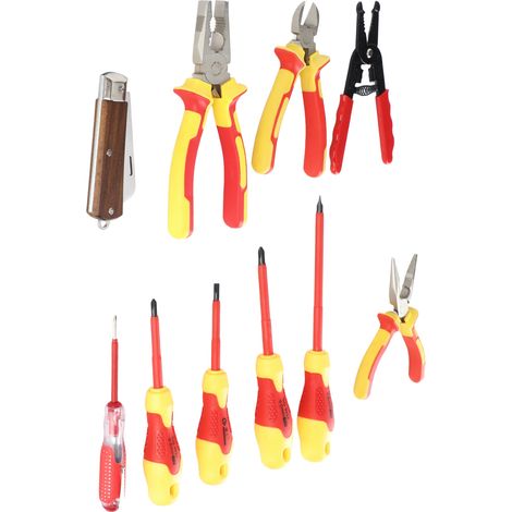 Jeu d'outils d'électricien isolé 10 pièces avec tournevis à tête cruciforme fendue (1/5)