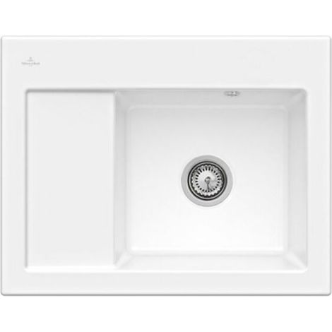VILLEROY ET BOCH Subway 45 Fregadero compacto 1 seno 65 x 51 cm desagüe izquierdo Marfil CeramicPlus