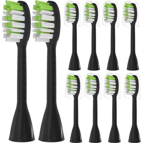 Têtes de rechange pour brosses à dents Philips One Series Sonicare HY1200/06 et BD1003/AZ. lot de 10. poils souples. noir (1/4)