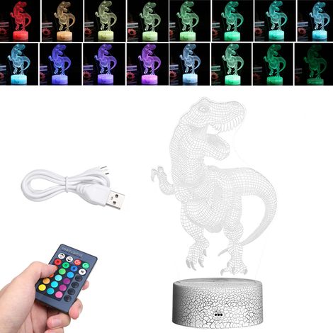 3D-Dinosaurier-LED-Nachtlicht mit Farbwechsel, Nachttischlampe mit Touch- und Fernbedienung – ideales Geschenk für Kinder und als Dekoration für Zuhause. (1/5)