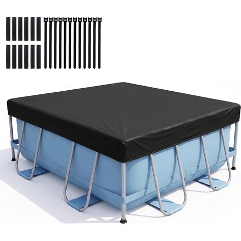 Bâche de Piscine rectangulaire 225 x 150 cm Bâche de Couverture 2.25 x 1.50 m Pool Cover, Bache de Protection Piscine, Bache Piscine Pliable Résistant aux UV Anti-Vent Imperméable Anti-poussière (1/5)