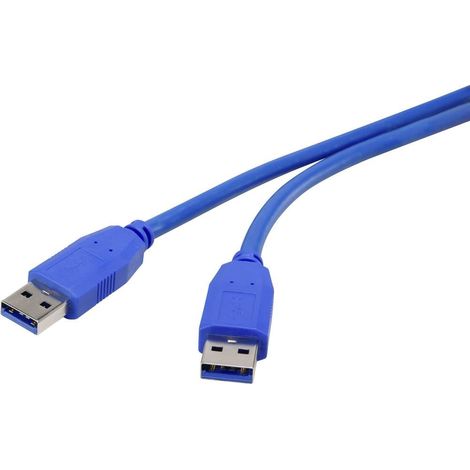 Renkforce Câble USB USB 3.2 Gen1 USB-A mâle 0.50 m bleu contacts dorés RF-4369443 (1/3)