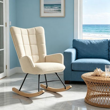 Fauteuil TV chic, fauteuil à bascule confortable, siège d'appoint à dossier élevé, fauteuil de lecture ergonomique, fauteuil de détente, fauteuil lounge pour salon (fauteuil TV seul) (1/5)