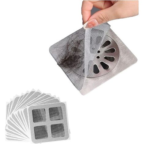 Lot de 20 autocollants jetables pour canalisations de douche, attrape-cheveux, autocollants en maille pour canalisations de douche, cache-canalisations jetables, autocollants de vidange de sol (1/5)