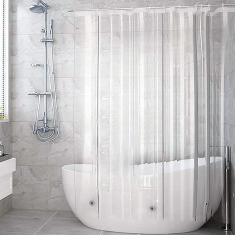 Rideau Douche Transparent, Anti-moisissure, imperméable, avec aimants, pour Baignoire, Salle de Bain, 180 x 200 cm (1/5)