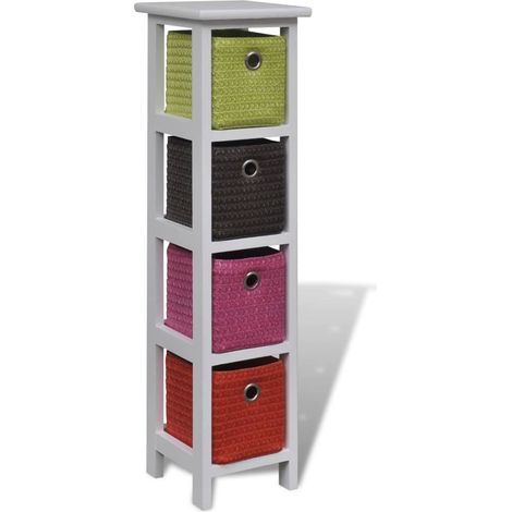 Étagère de rangement pour Stockage,Bibliothèque Déco et paniers multicolores Bois de Paulownia - DH82000 (1/4)