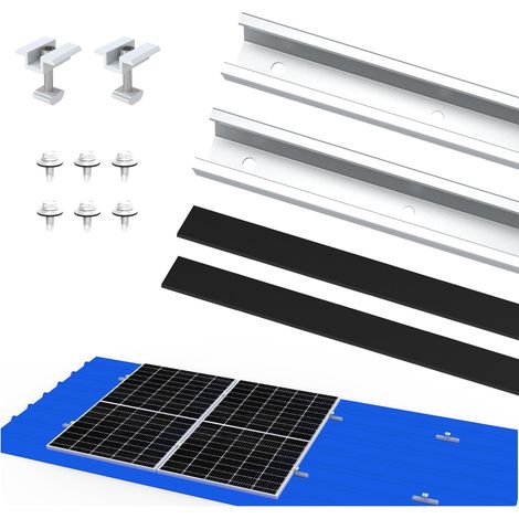 Nuasol – Kit de montage photovoltaïque pour toit en tôle trapézoïdale – Aluminium AL6005-T5 – Charge vent max 30 m/s – Compatible panneaux 30/35 mm