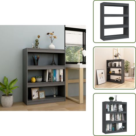 Bibliothèque/Séparateur de pièce Gris 100x30x103 cm Pin massif - Bibliothèque - Étagère - Meuble De Salon - Armoire À Livres - Mobilier Intérieur (1/5)