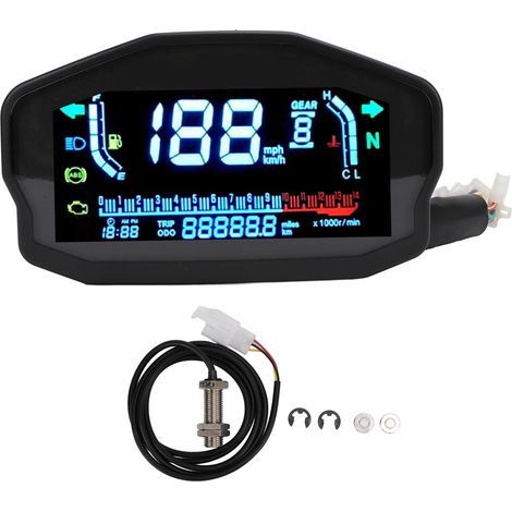 Digitales Motorrad-Armaturenbrett (8–12 V DC), Tachometer, Kilometerzähler, Drehzahlmesser, Drehzahlmesser, Ersatz für Suzuki 1-, 2- und 4-Zylinder-Motoren mit Sensor (1/5)