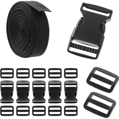 Sangles de Rangement Nylon 5.5m+6boucles+ 12tri-glide Sangle Adhésive Auto-Agrippante, Scratch Autocollant Double Face pour Kart de Hoverboard (sangle+boucles+ tri-glide) (1/5)