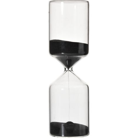 Sablier en verre forme cylindre 30 minutes, décoration maison noir, cadeau anniversaire original (1/5)