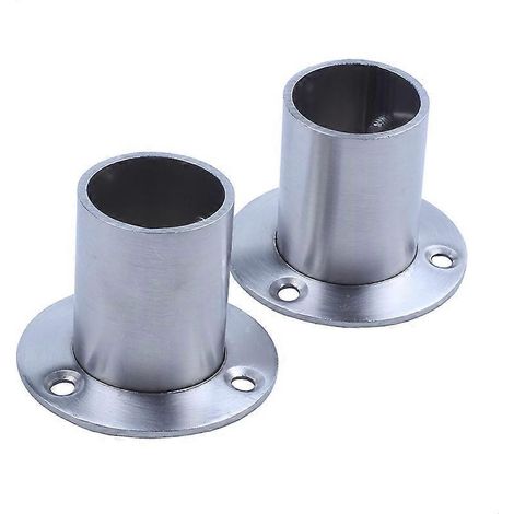 Wardrobe 25mm Tube Stainless Steel Rail Rod End Support Bracket 2pcs-- (1/5)