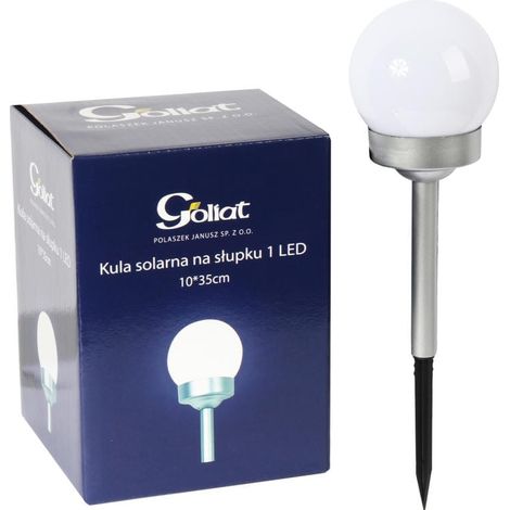 Éclairage solaire de jardin - Boule argentée sur poteau avec détecteur de luminosité (1/5)