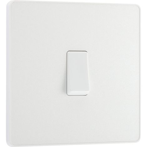 Interrupteur mural simple, 2 voies, plaque avant sans vis, bords arrondis, blanc nacré, 20 A, 16 AX (1/5)
