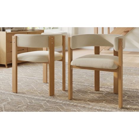 Silla de comedor de metal beige con acolchado grueso y patas efecto madera,54.5×44×72.5cm (1/5)