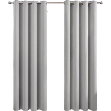 Rideau Occultant Thermique à Oeillets - 1 Pièce 132x213cm - Décoration Fenêtre pour Salon et Chambre - Gris Clair