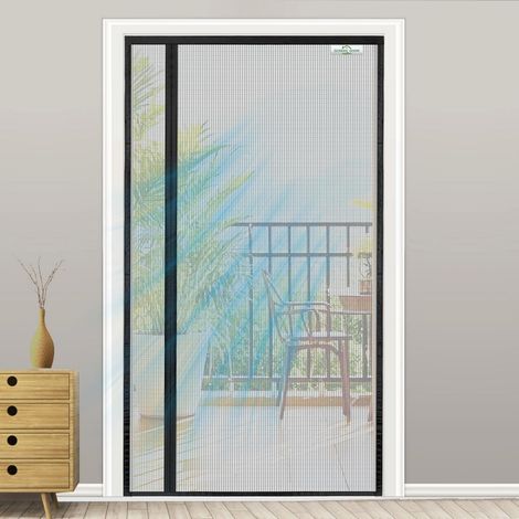 Fliegengitter Tür 120x220cm Schwarz Umkehrbar Links/Rechts Magnetverschluss (1/5)