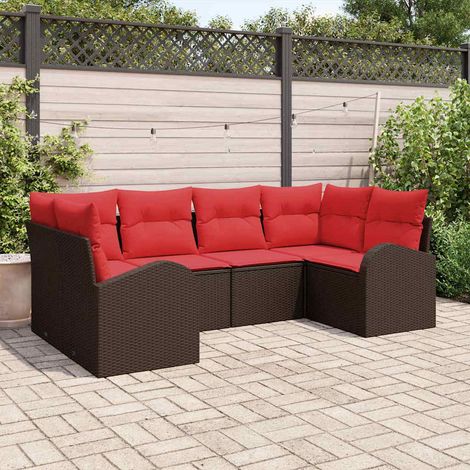 vidaXL Set Divano da Giardino 6 pcs Marrone Rattan in Polipropilene (1/5)