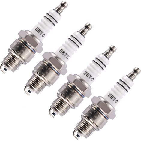 Set of 4 white E6TC spark plugs for motorcycles, mopeds, karts and quads. High-performance spark plug set.--DTEKGAZ (1/5)