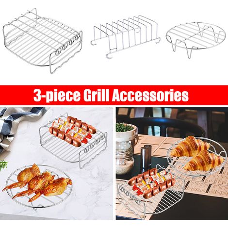 Filiyano – support métallique double couche – Accessoires pour friteuse à air chaud : Ensemble de 3 grilles pour friteuse à air chaud, support (1/4)