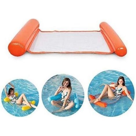 Lit de natation gonflable. Hamac aquatique ultra confortable avec filet. Fauteuil flottant (orange). (1/5)