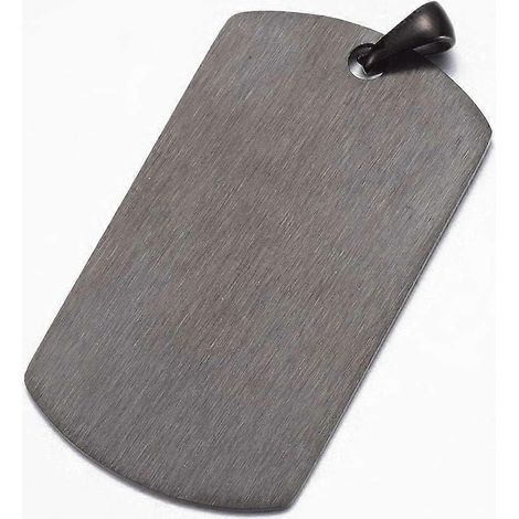 1 pendentif rectangulaire en acier inoxydable 304, pendentif rectangulaire avec étiquette vierge estampée, breloque noire par électrophorèse, 43 x 24 x 1 mm, trou : 3 x 6 mm ( ) (1/3)
