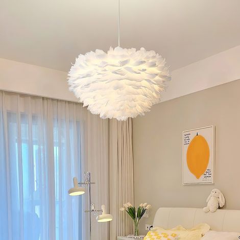White 50x120cm Chic Feather 3 Light Pendant Light (1/5)