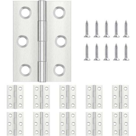 pair Lot de 20 Charnières Piano Acier Inoxydable 44 x 31 mm Pour Portes Fenêtres Armoires Avec Vis