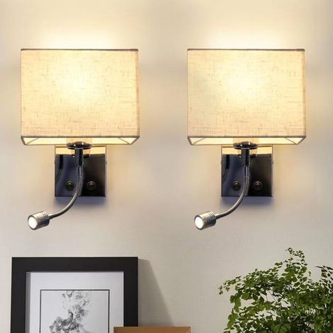 Applique de chevet ,2ER moderne E27 2W Liseuse, Applique Murale Intérieure avec Flexible LED Liseuse, éclairage intérieur, sans ampoule (SKU produit : 96628128 SKU Offre : 25712BD10) (1/4)
