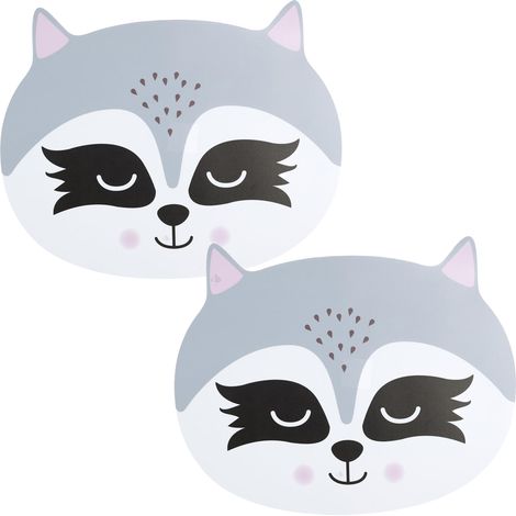 Lot de 2 sets de table d'animaux 33x41 cm collection ANIMAUX raton laveur (1/3)