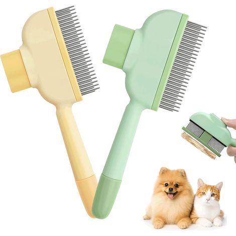 2 Pack Cat Brush Self Cleaning Cat Dog Brush Soft Comb for Long and Short Hair, Effective Pet Grooming Brush (1/5)