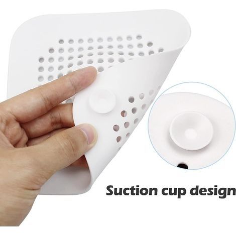 Set mit 2 universellen Silikon-Abflusssieben, Silikon-Haarfänger für Dusche, Duschsieb mit 4 Saugnäpfen, für Badezimmer, Badewanne, Küchenspüle (weiß) (1/4)