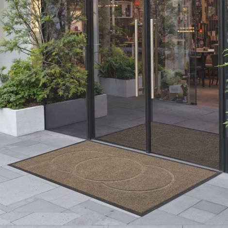 Tapis d'Entrée, 119,4x81,3 cm, Paillasson Extérieur Intérieur Moderne Élégant, Envers Antidérapant TPE, Résistant Lavable, Attrape Poussière, Tapis de Porte pour Couloir, Balcon, Garage, Marron (1/5)